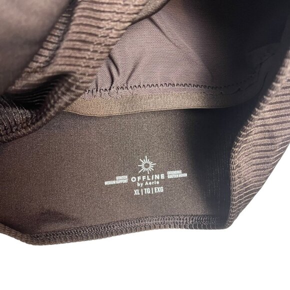 Aerie Offline Women's XL Brown Ribbed Shine Twist Front Cropped Tank Athleisure - Picture 3 of 4